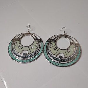 Large Heavy Round Dangle Earrings
